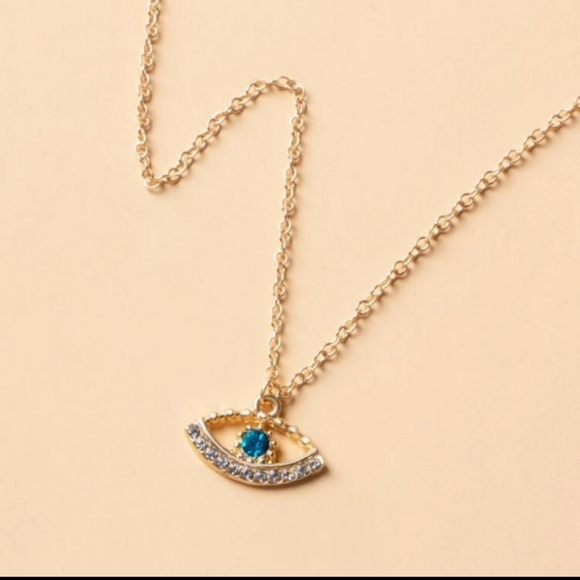 Green Evil Eye Rhinestone Pendant Necklace Lucky Protection Charm Pendant - Picture 2 of 9